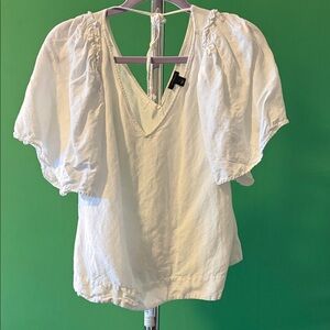 Ann Taylor White Puff Sleeve Blouse